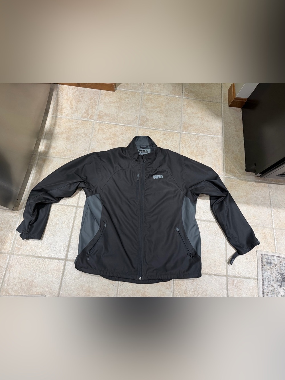 Authentic Men's NRA Black and Gray Zip Windbreaker Jacket Size 3XL